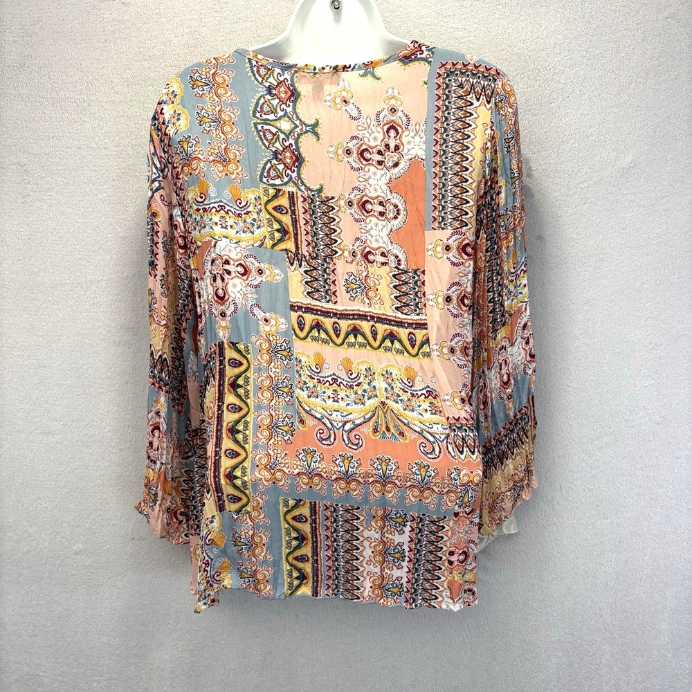 Melissa Paige Boho Tunic Blouse Top Womens Medium M Feminine Paisley Lace Hem - Picture 5 of 10
